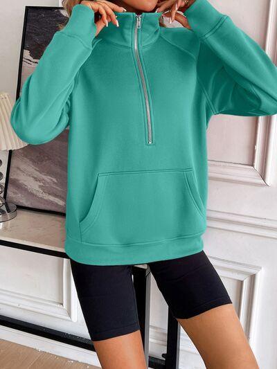 Ivy Lane Half Zip Raglan Sleeve Sweatshirt - Chic Yana's Fashion