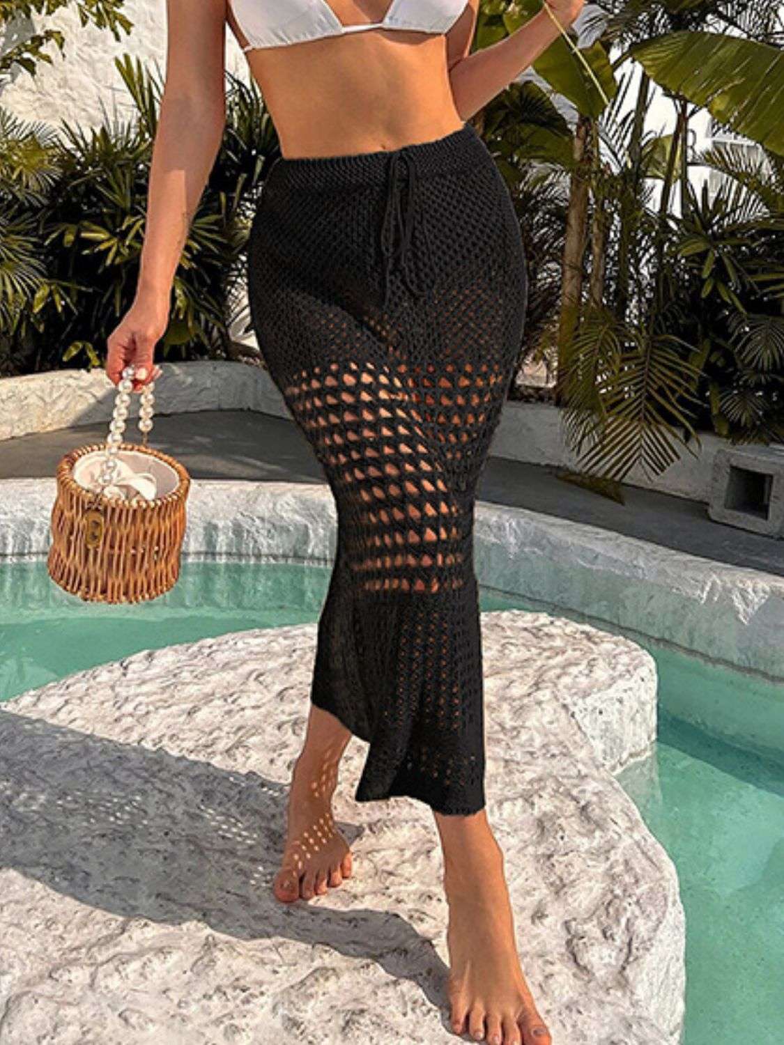 Tied Hollow Out Cover Up Skirt - Stylish and Trendy Women's Fashion from Chic Yana's Fashion