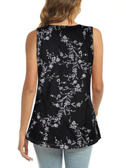 Printed Round Neck Tank - Chic Yana's Fashion