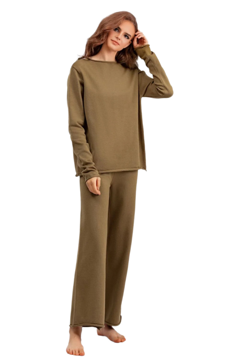 Basic Bae Rolled Round Neck Top and Pants Sweater Set - Shop Now at Chic Yana's Fashion