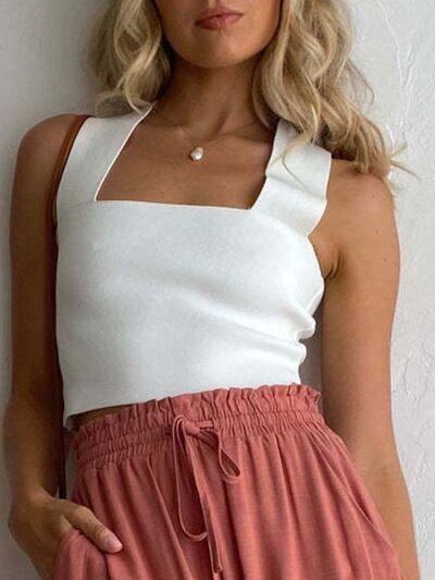 Square Neck Wide Strap Tank - Chic Yana's Fashion