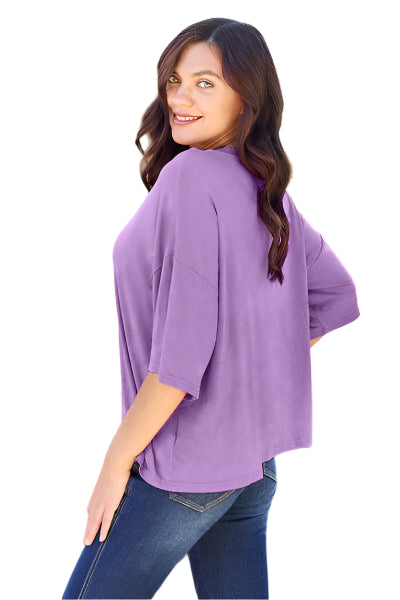 Basic Bae Bamboo Full Size Round Neck Drop Shoulder T Shirt - Chic Yana's Fashion