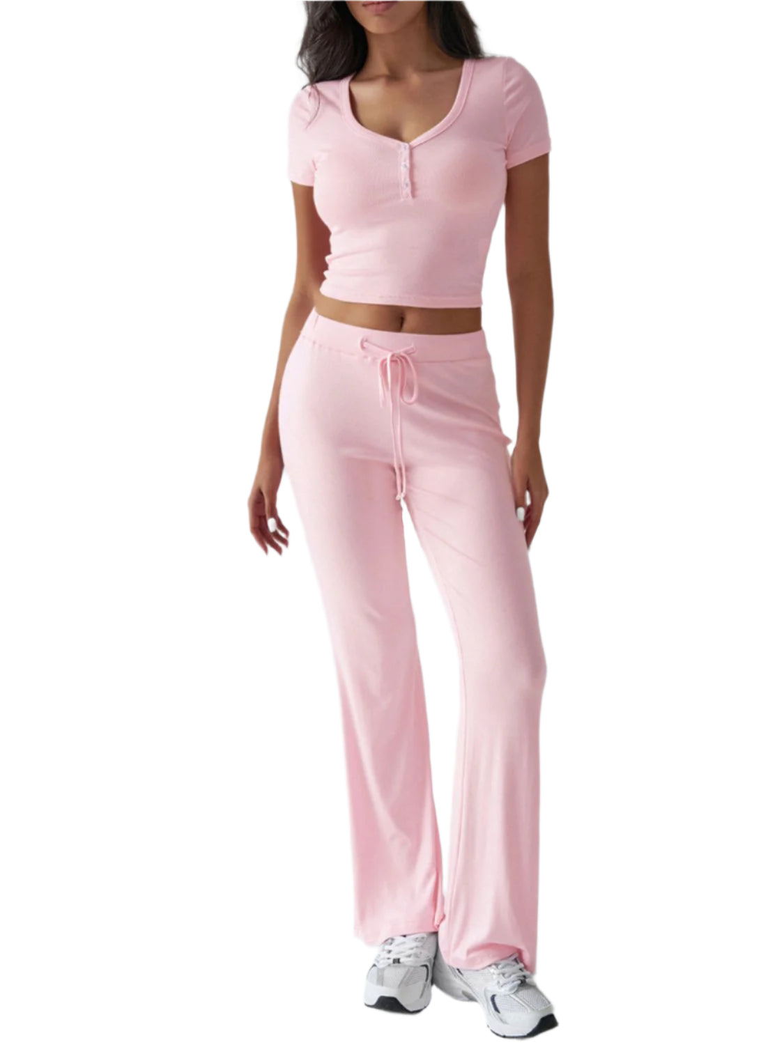 Devine Short Sleeve Top and Drawstring Pants Set - Shop Now at Chic Yana's Fashion