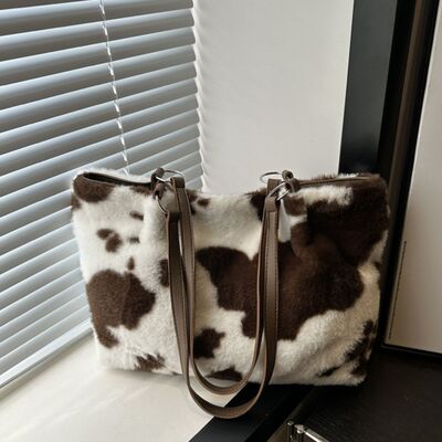 Cow Print Furry Tote Bag - Chic Yana's Fashion