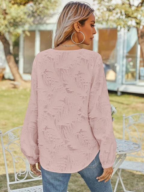 V Neck Long Sleeve Blouse - Chic Yana's Fashion