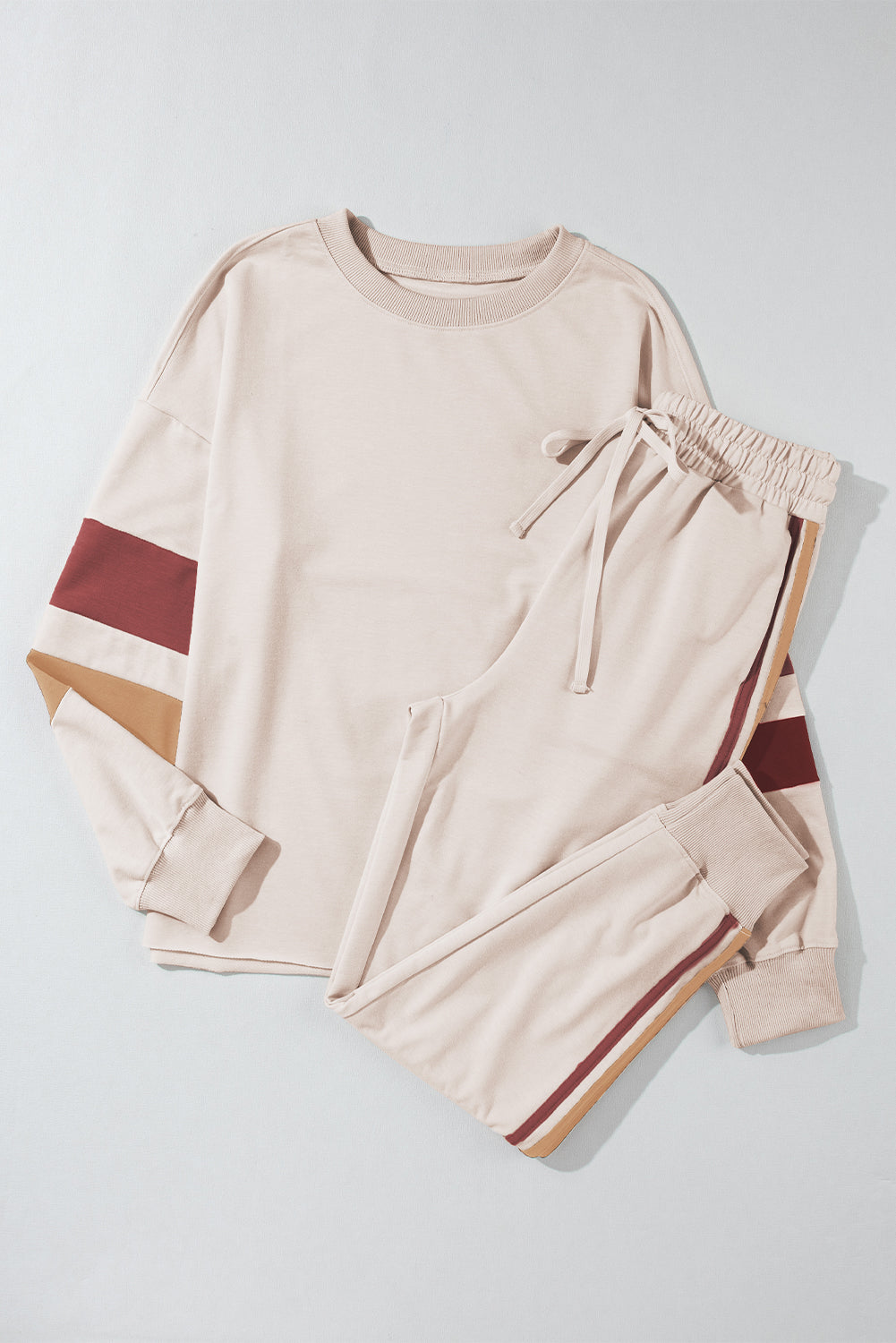 Striped Round Neck Sweatshirt and Drawstring Joggers Set – Chic Yana’s Fashion
