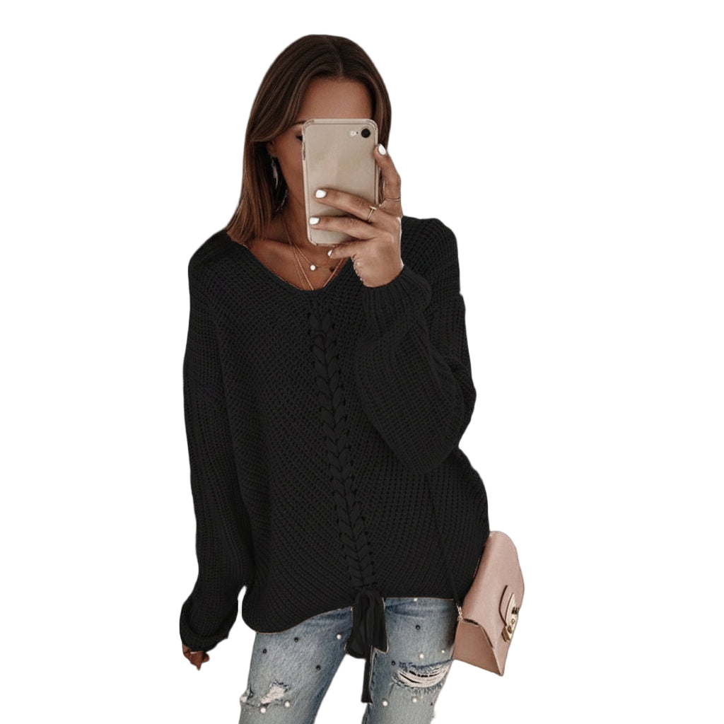 Chic Yana Fashion Cozy Women's Loose Knit Sweater — white