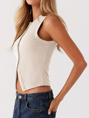 Lovelet Button Up Round Neck Tank - Chic Yana's Fashion