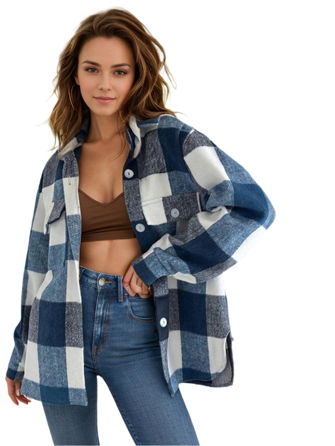 Plaid Button Up Long Sleeve Shacket - Chic Yana’s Fashion
