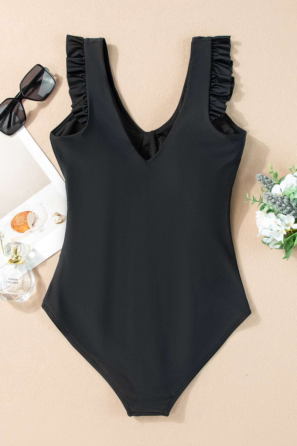 Full Size Ruched V Neck One Piece Swimwear - Stylish and Trendy Women's Fashion from Chic Yana's Fashion