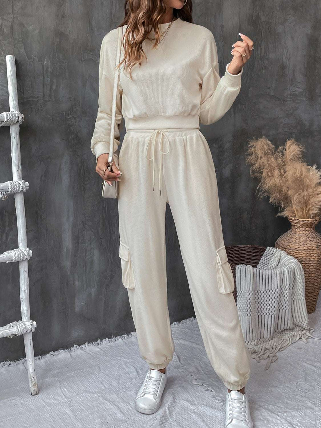 Perfee Round Neck Long Sleeve Top and Pants Set – Chic Yana’s Fashion