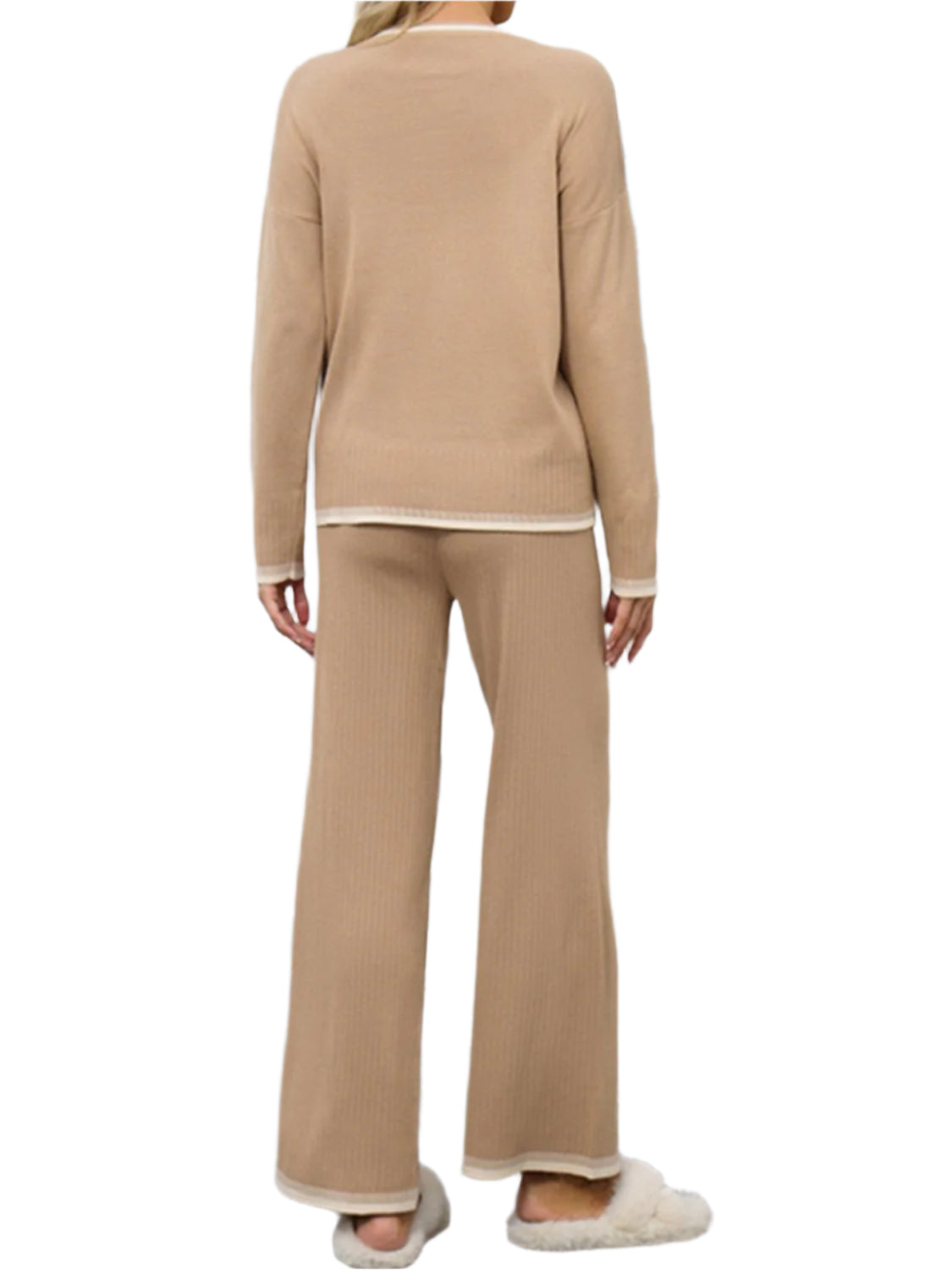 Contrast Trim Round Neck Top and Pants Sweater Set - Shop Now at Chic Yana's Fashion