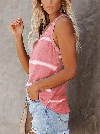 Full Size Tie Dye Round Neck Tank - Chic Yana's Fashion