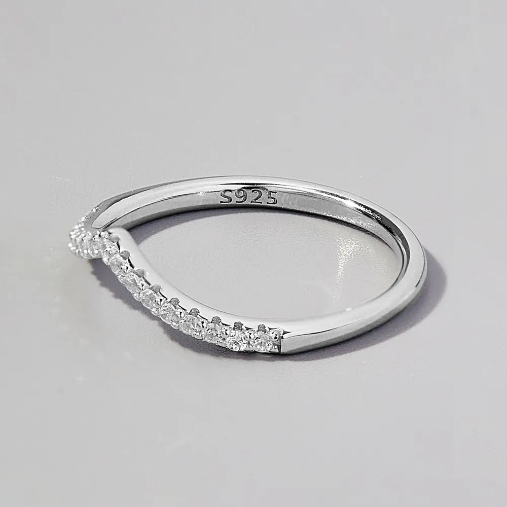 V Shape Inlaid Zircon 925 Sterling Silver Ring - Fashion Jewelry by Chic Yana's Fashion