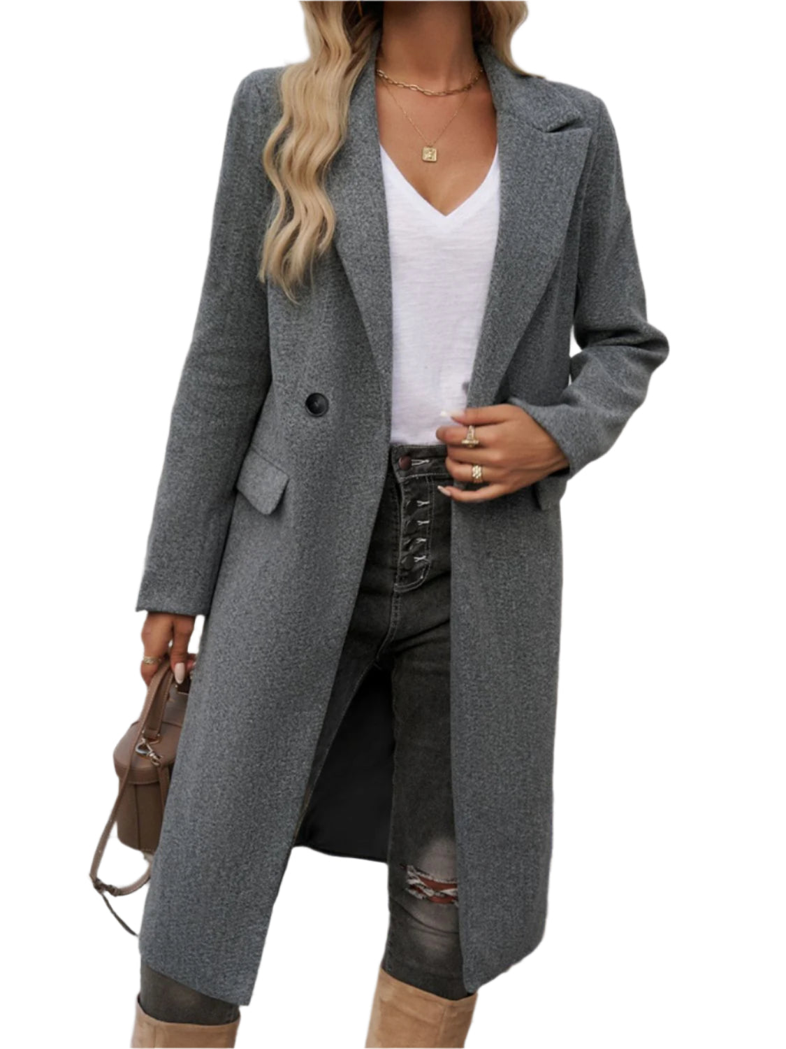Devine Pocketed Collared Neck Long Sleeve Coat - Chic Yana’s Fashion