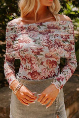 Floral Off Shoulder Long Sleeve Bodysuit - Chic Yana's Fashion