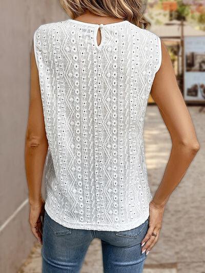 Lace Eyelet Sleeveless Top - Chic Yana's Fashion