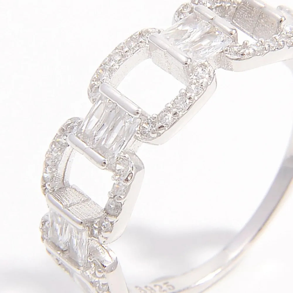 925 Sterling Silver Zircon Cutout Ring - Fashion Jewelry by Chic Yana's Fashion