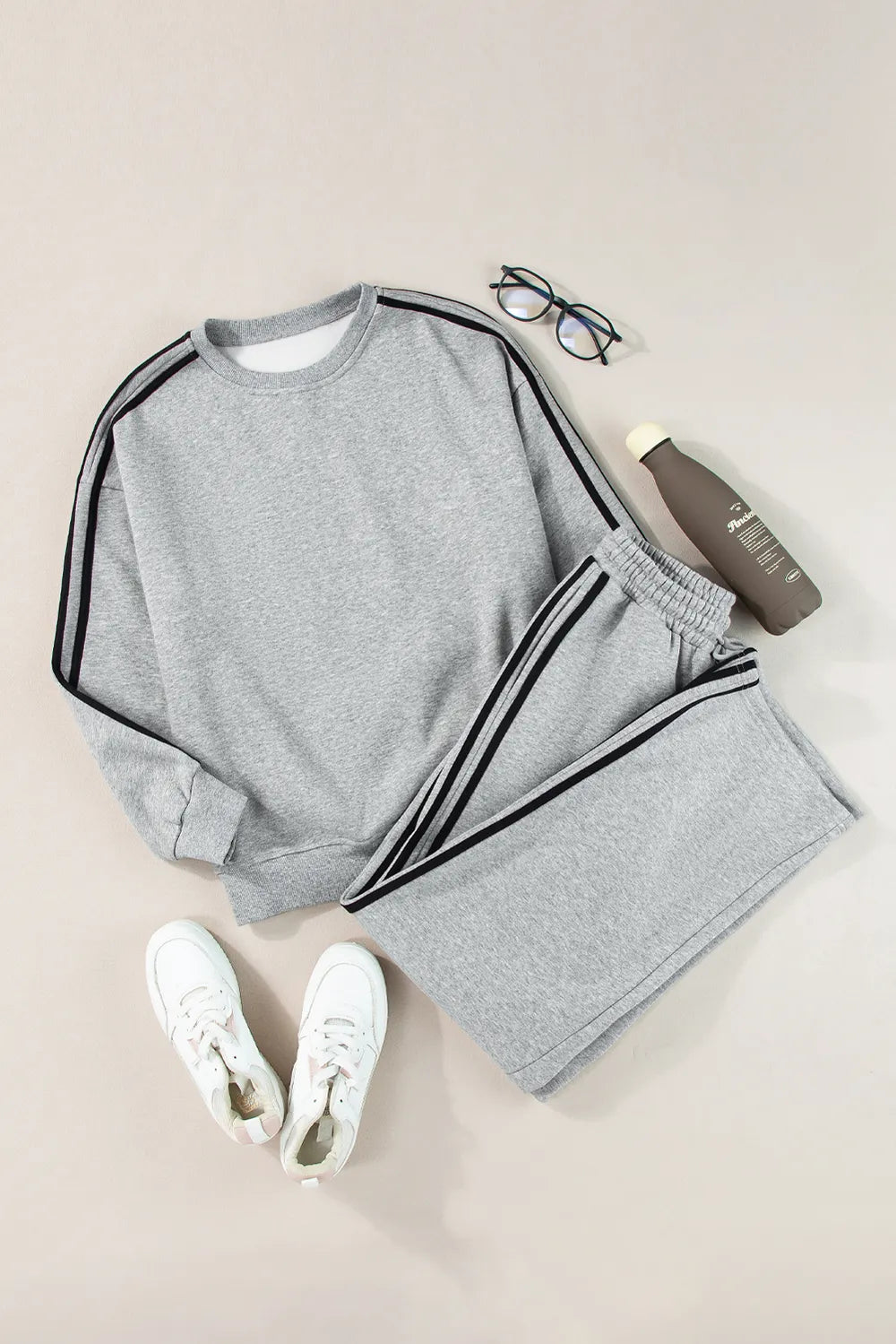 Side Striped Round Neck Top and Pants Active Set – stylish women's fashion from Chic Yana's Fashion