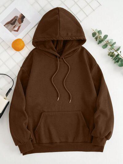 Drawstring Dropped Shoulder Hoodie - Chic Yana's Fashion