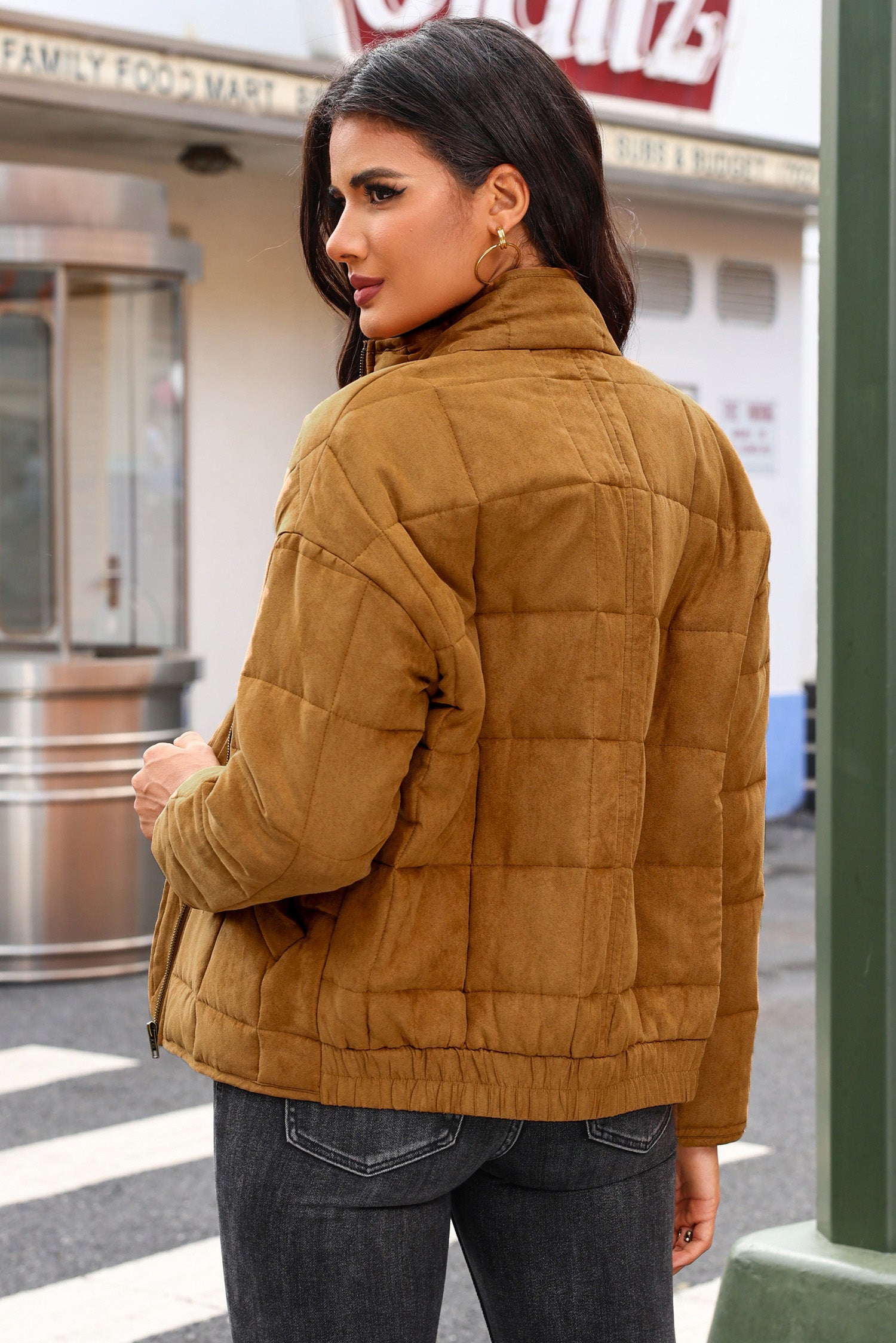 Zip Up Pocketed Long Sleeve Coat - Chic Yana’s Fashion