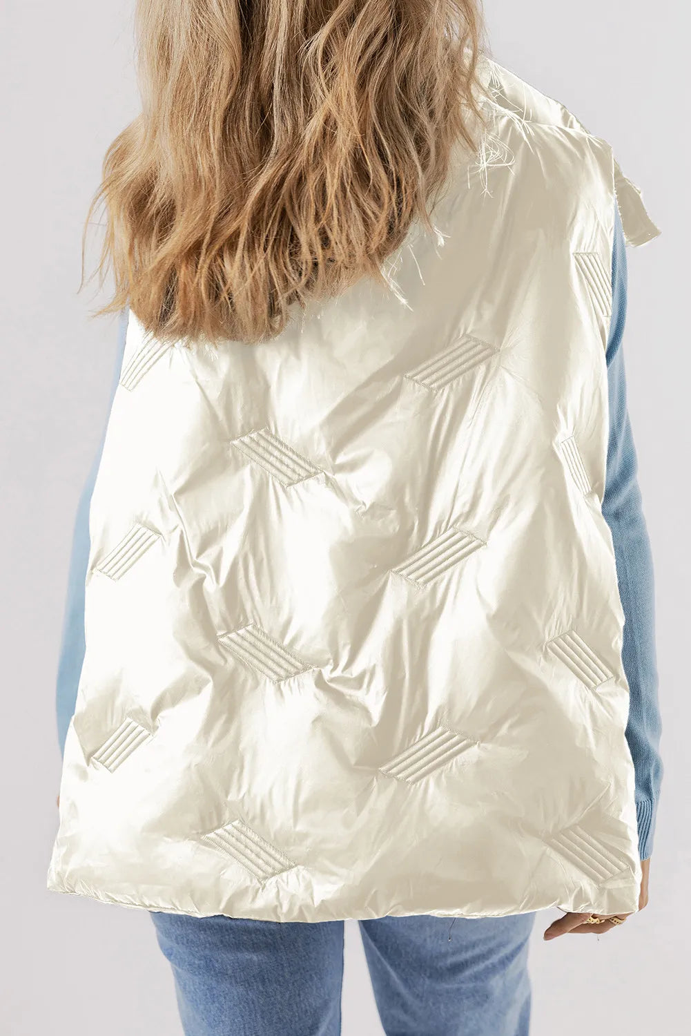 Pocketed Textured Zip Up Vest Coat - Chic Yana’s Fashion
