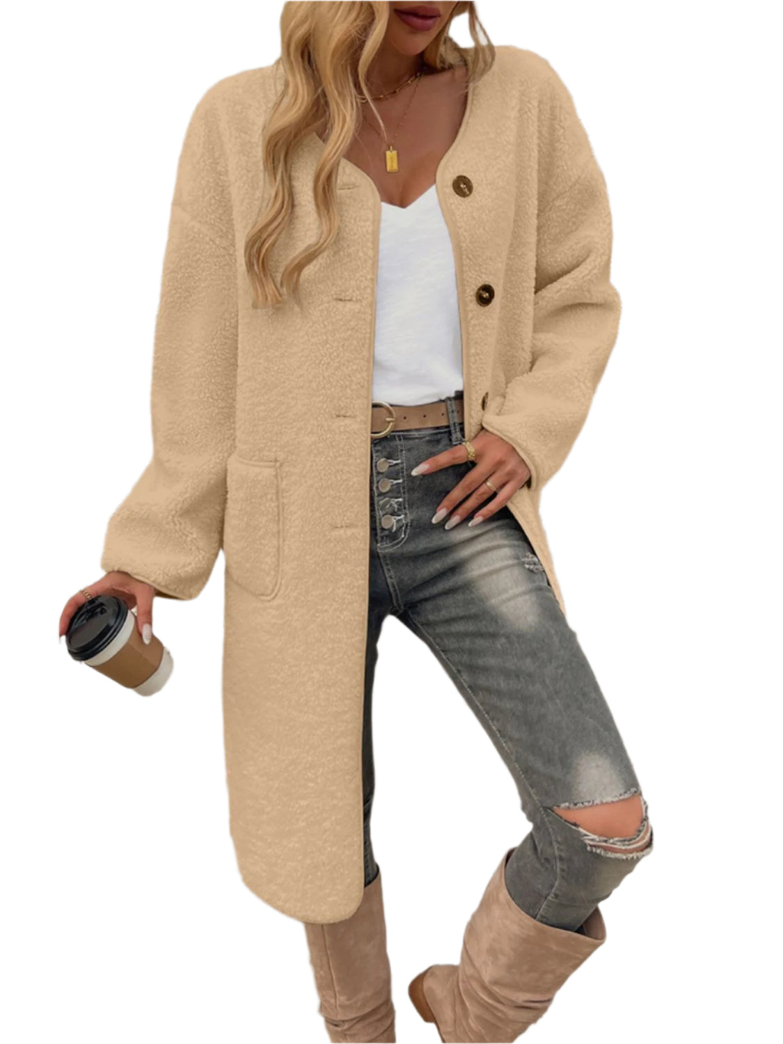 Devine Button Up Long Sleeve Coat - Chic Yana’s Fashion