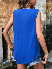 Button Detail Round Neck Tank - Chic Yana's Fashion