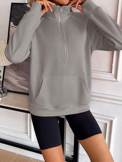 Ivy Lane Half Zip Raglan Sleeve Sweatshirt - Chic Yana's Fashion