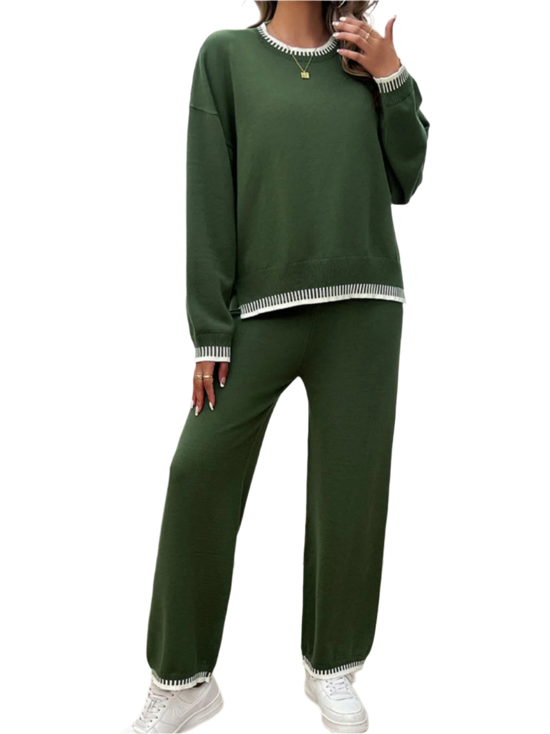 Devine Round Neck Dropped Shoulder Top and Pants Sweater Set – Chic Yana’s Fashion