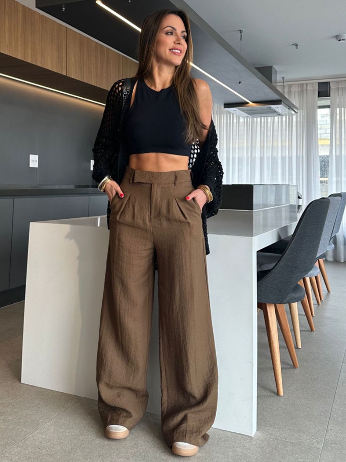 Hollow Out Open Front Cover Up - Stylish and Trendy Women's Fashion from Chic Yana's Fashion