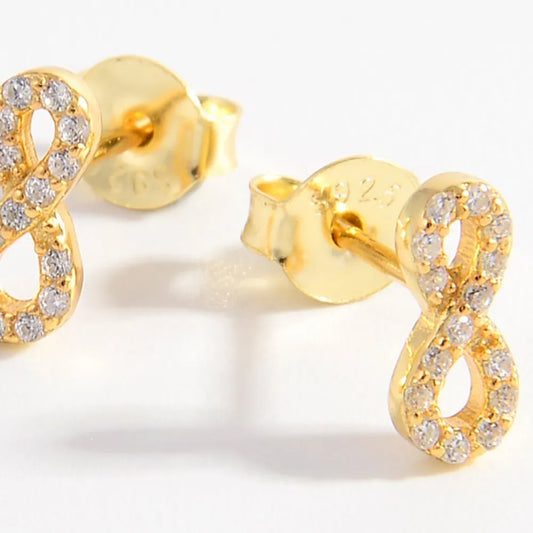 925 Sterling Silver Zircon Number 8 Stud Earrings - Fashion Jewelry by Chic Yana's Fashion