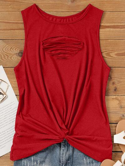 Cutout Twisted Round Neck Tank - Chic Yana's Fashion