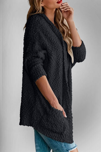 Double Take Pocketed Open Front Long Sleeve Cardigan - Chic Yana's Fashion