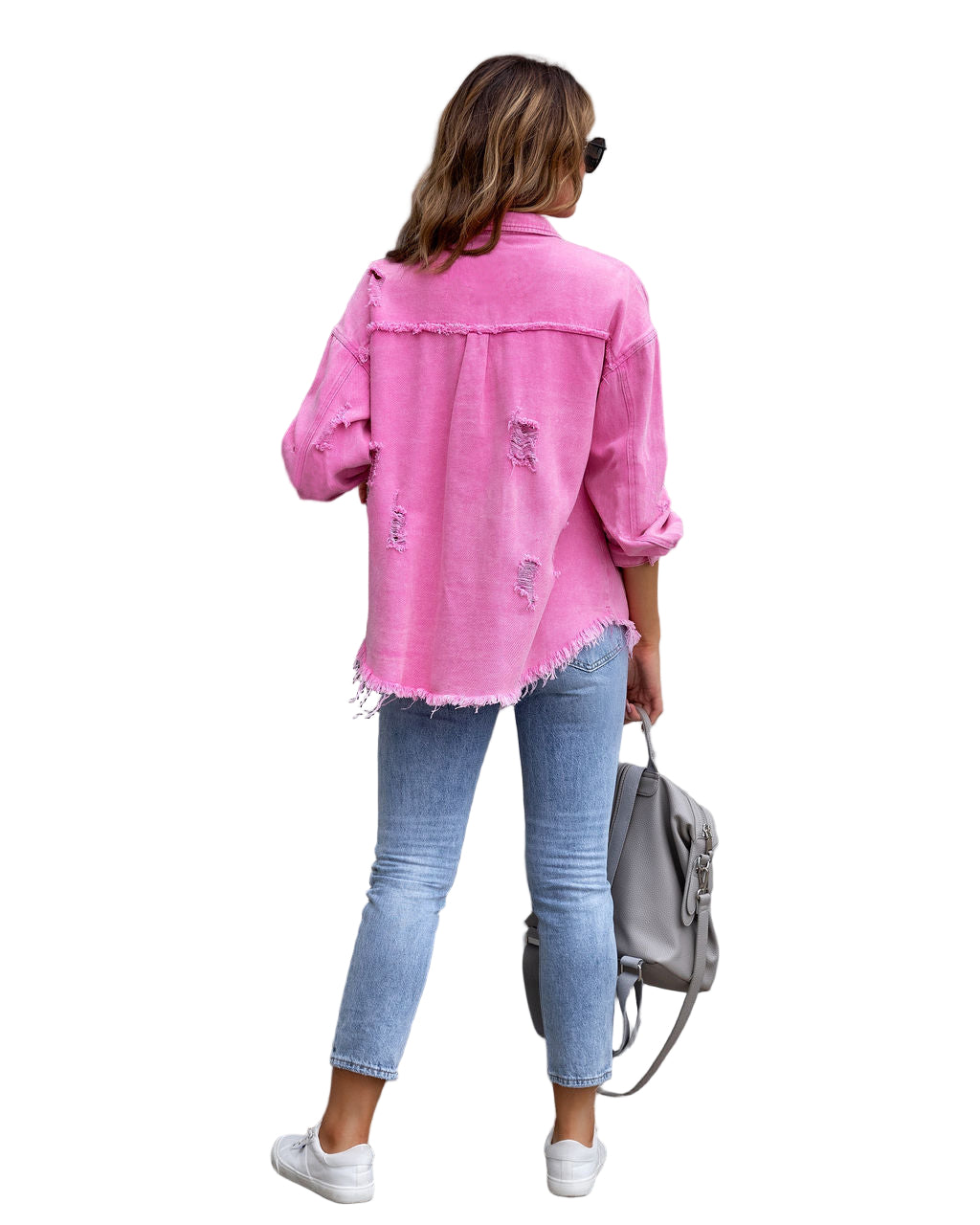 Ripped Shirt Jacket for Women — Spring, Fall — Chic Yana Fashion