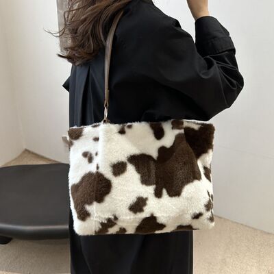 Cow Print Furry Tote Bag - Chic Yana's Fashion