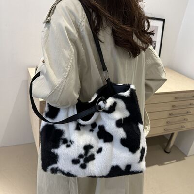 Cow Print Furry Tote Bag - Chic Yana's Fashion