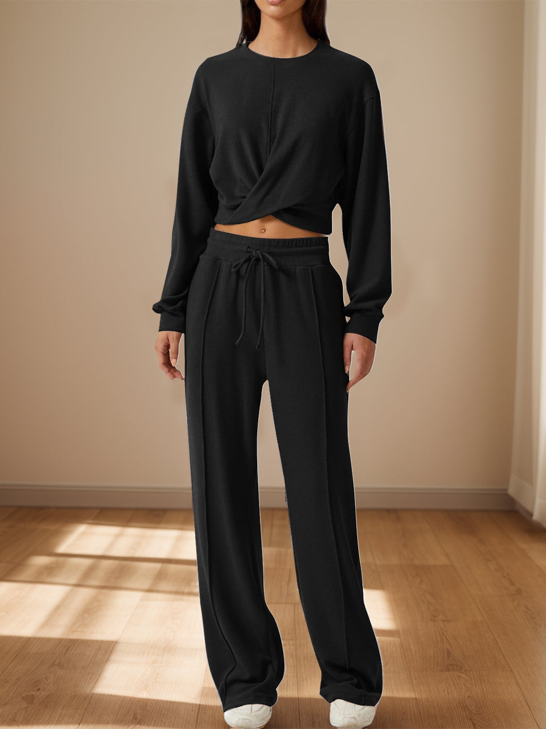 Crisscross Round Neck Top and Drawstring Pants Set – Chic Yana’s Fashion
