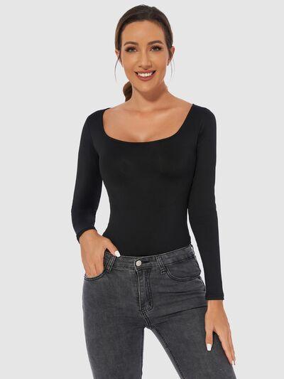 Full Size Scoop Neck Long Sleeve Bodysuit - Chic Yana's Fashion