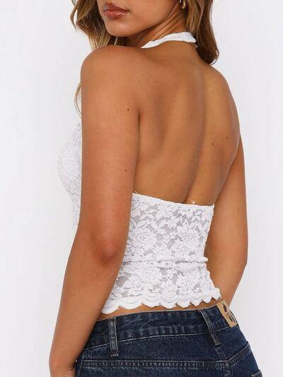 Lace Backless Halter Neck Cami - Chic Yana's Fashion