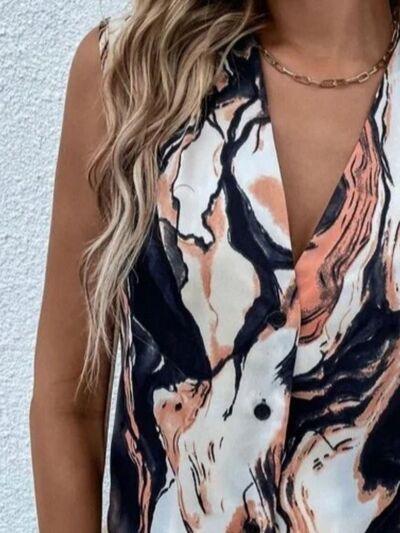 Full Size Printed Button Up Tank - Chic Yana's Fashion