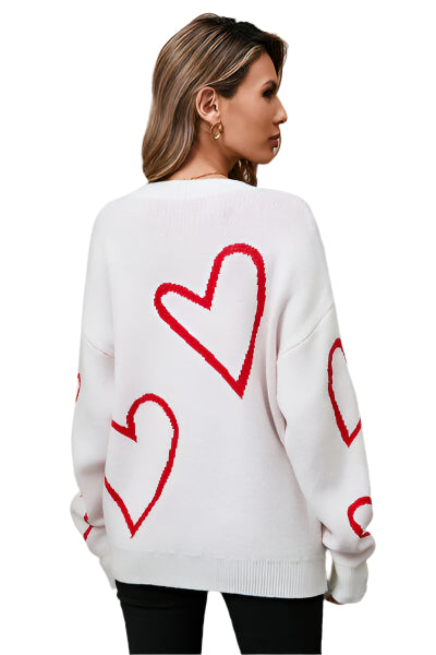 Angel Wings Heart Dropped Shoulder Long Sleeve Sweater - Chic Yana's Fashion