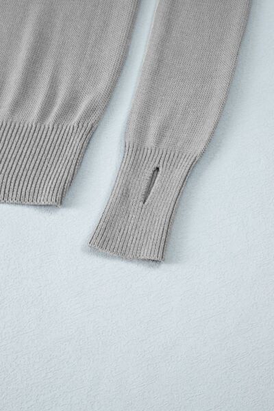 Ribbed Hem Round Neck Long Sleeve Sweater - Chic Yana's Fashion