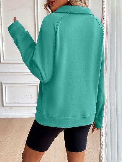 Ivy Lane Half Zip Raglan Sleeve Sweatshirt - Chic Yana's Fashion