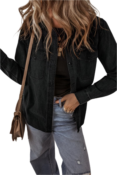 Button Up Long Sleeve Denim Jacket - Chic Yana's Fashion