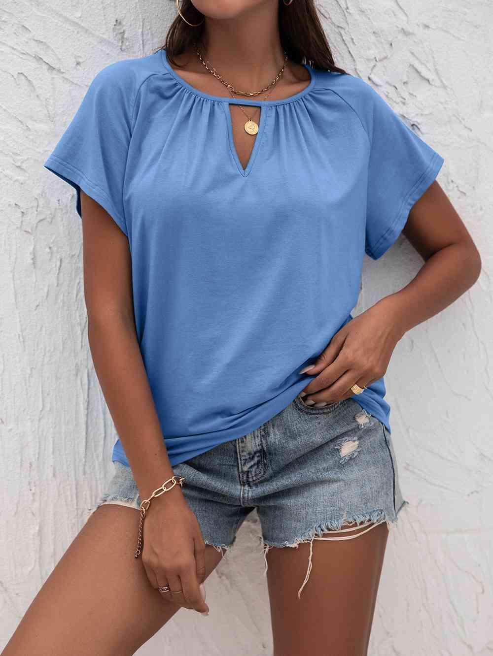 Ivy Lane Cutout Round Neck T Shirt - Chic Yana's Fashion