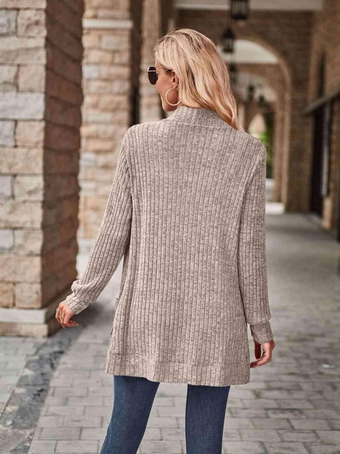 Open Front Cardigan With Pockets - Chic Yana's Fashion