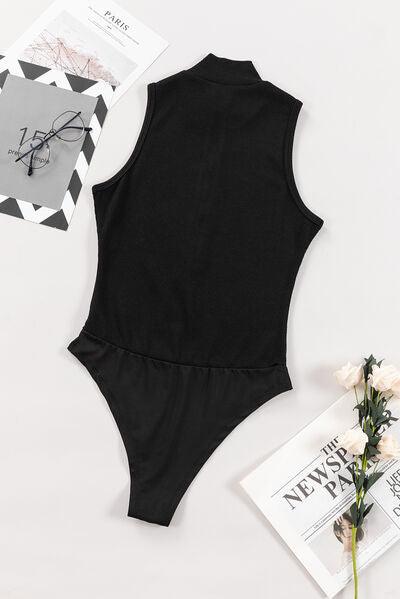 Zip Up Mock Neck Sleeveless Bodysuit - Chic Yana's Fashion