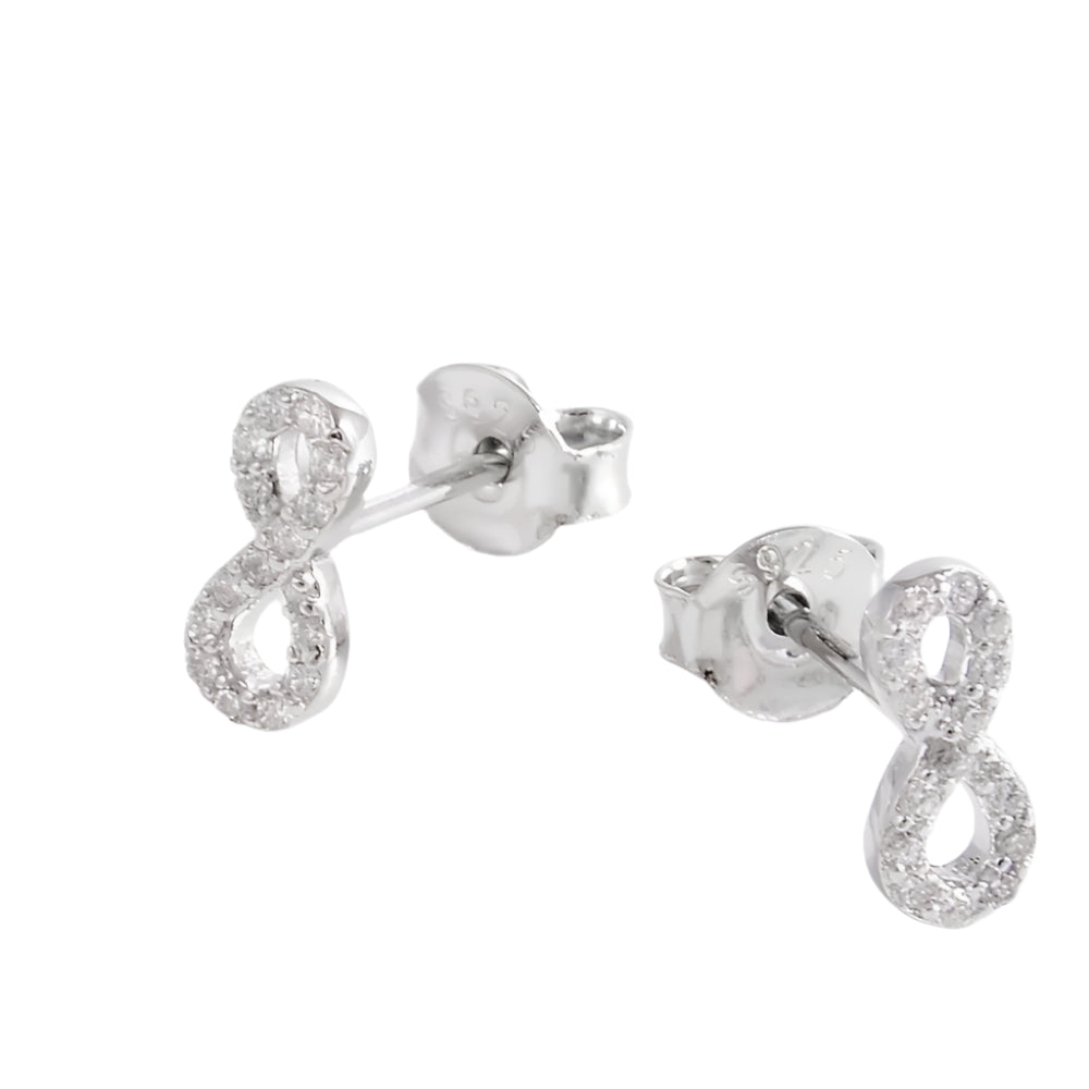 925 Sterling Silver Zircon Number 8 Stud Earrings - Fashion Jewelry by Chic Yana's Fashion
