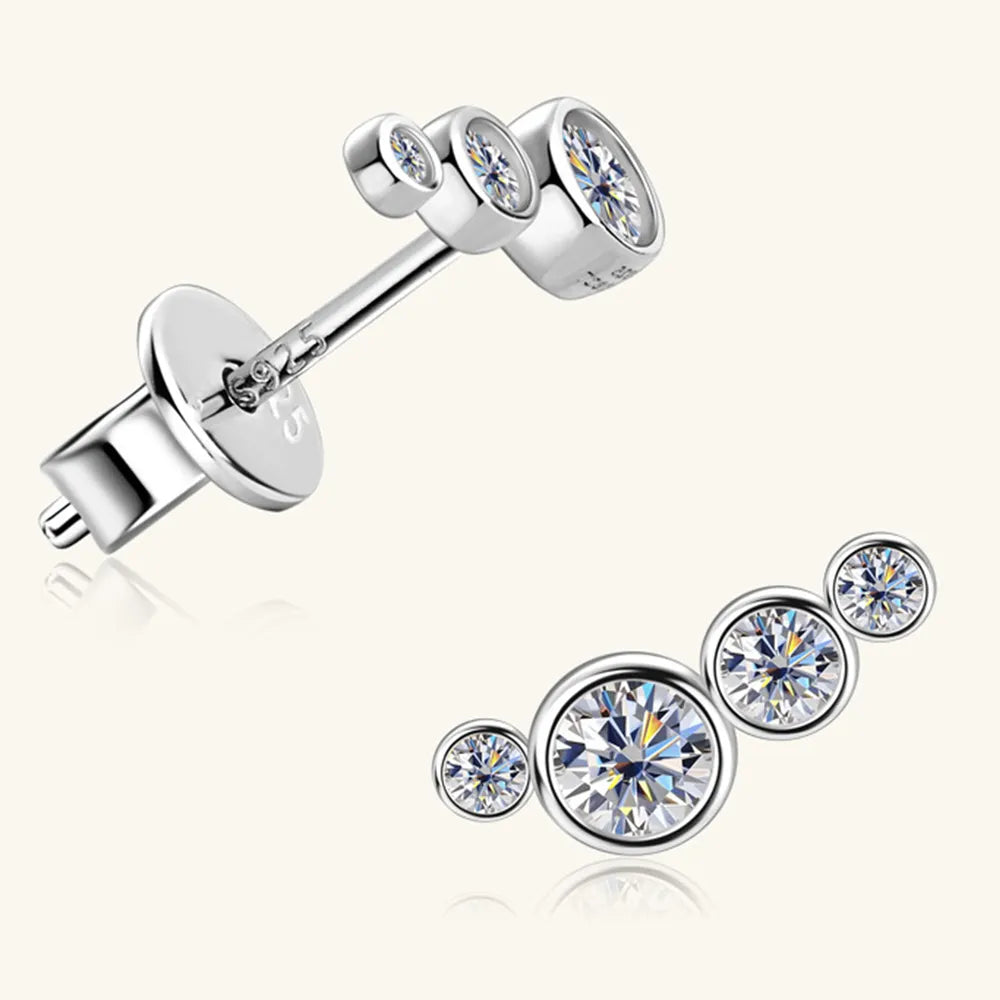 Moissanite 925 Sterling Silver Stud Earrings - Fashion Jewelry by Chic Yana's Fashion